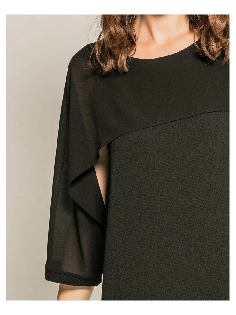 Robe courte bimatière IDALIE   Noir