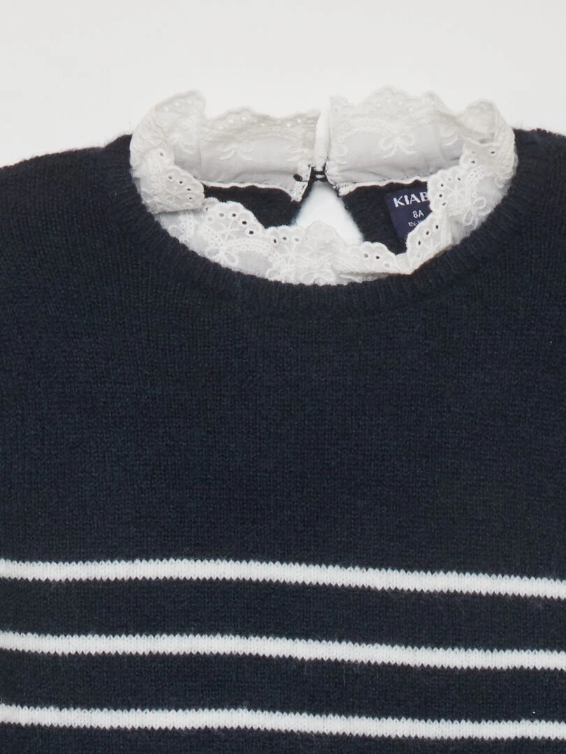 Robe pull en maile à rayures Bleu