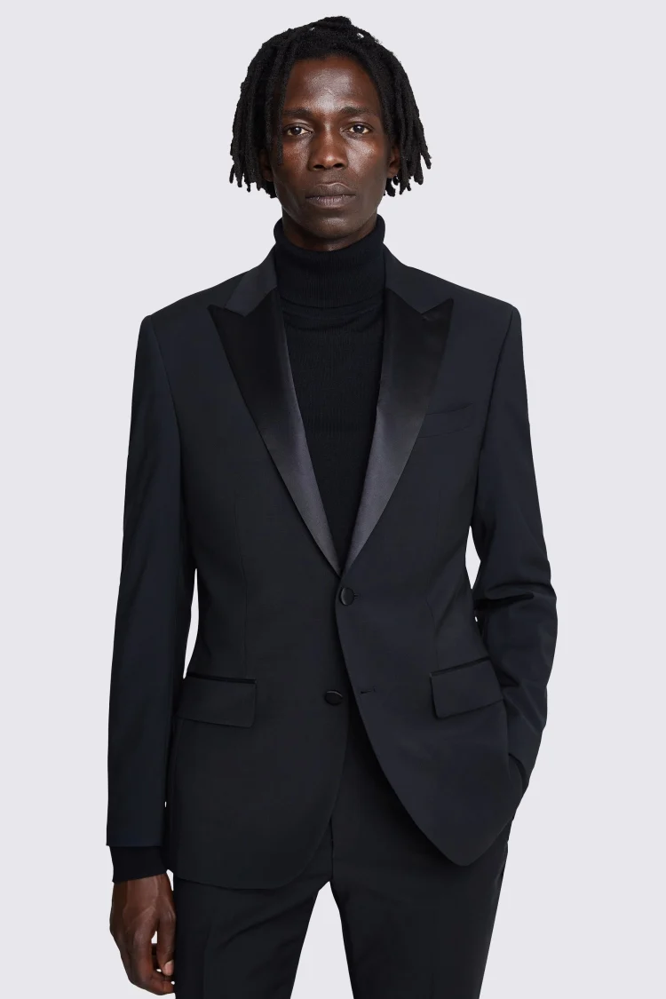 Slim Fit Black Notch Lapel Tuxedo Jacket   Buy Online at Moss