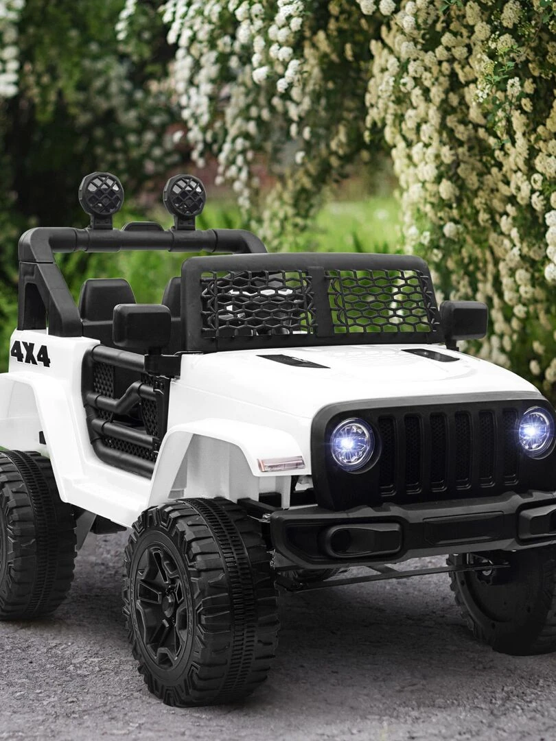 Voiture 4x4 électrique enfant 2 x 35 W 5 Km/h max. télécommande blanc   Blanc