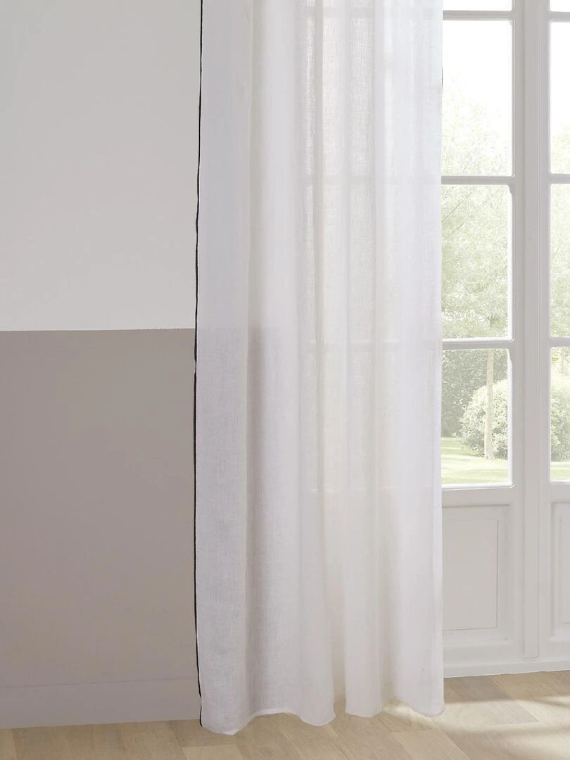 Rideau Voilage  100% lin bourdon noir   Blanc