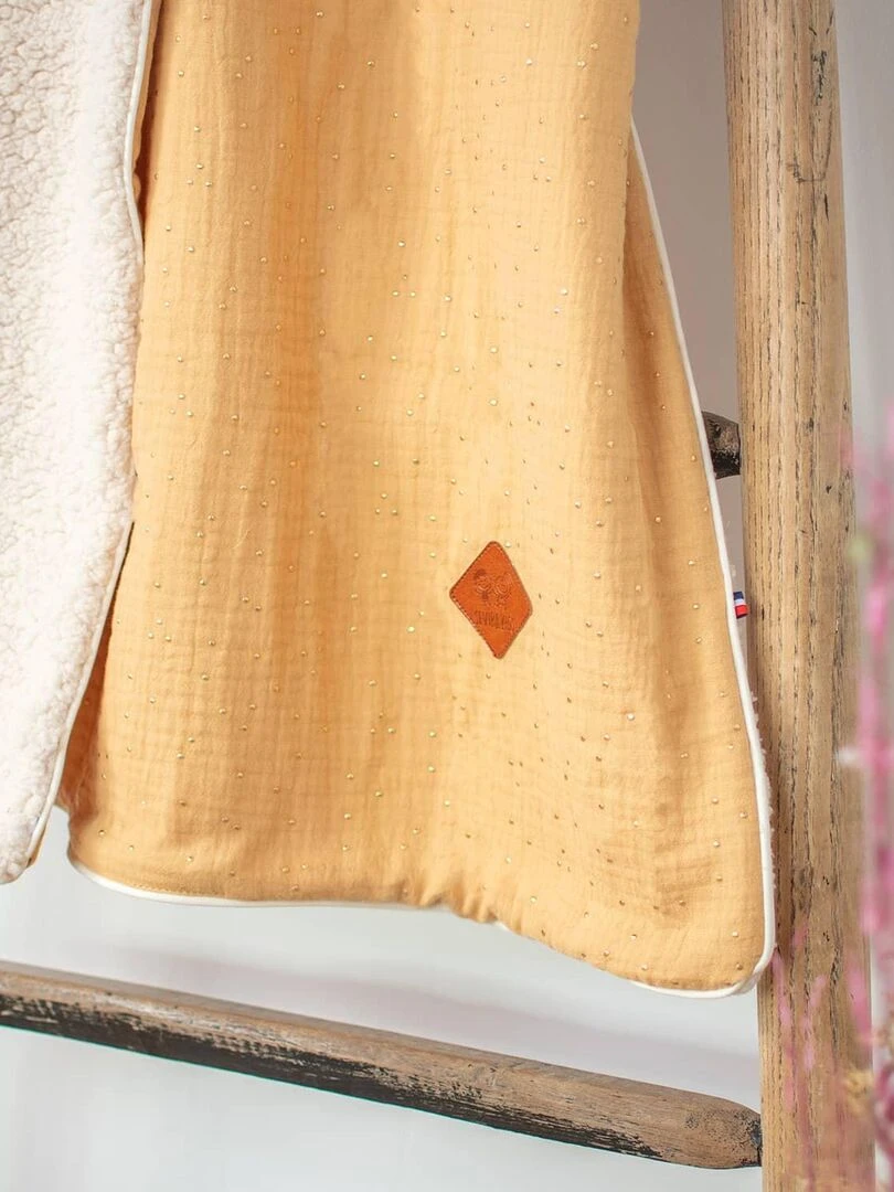 Couverture en gaze de coton et sherpa  Jeanne   Vert pistache