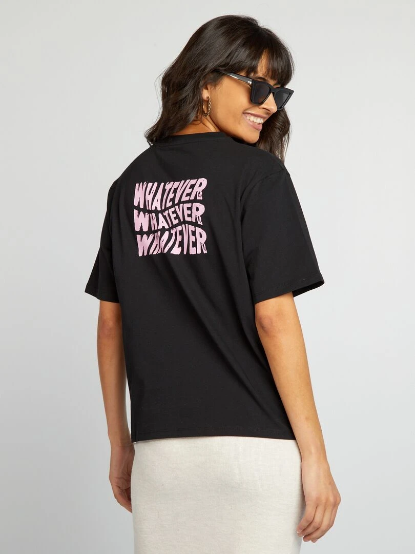 Tee shirt en jersey avec imprimé   Noir/rose