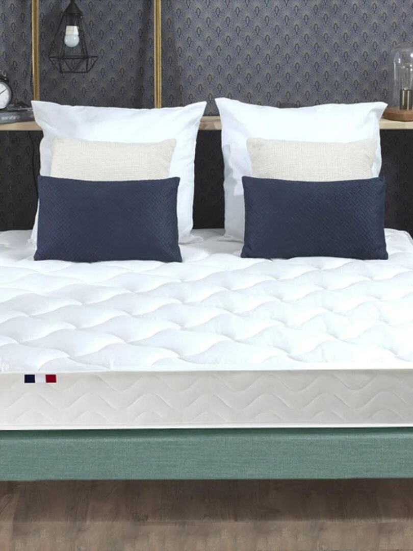 Ensemble Matelas Mousse ferme réversible ALTO + Sommier Made in France   Sommier Vert celadon   Blanc Vert