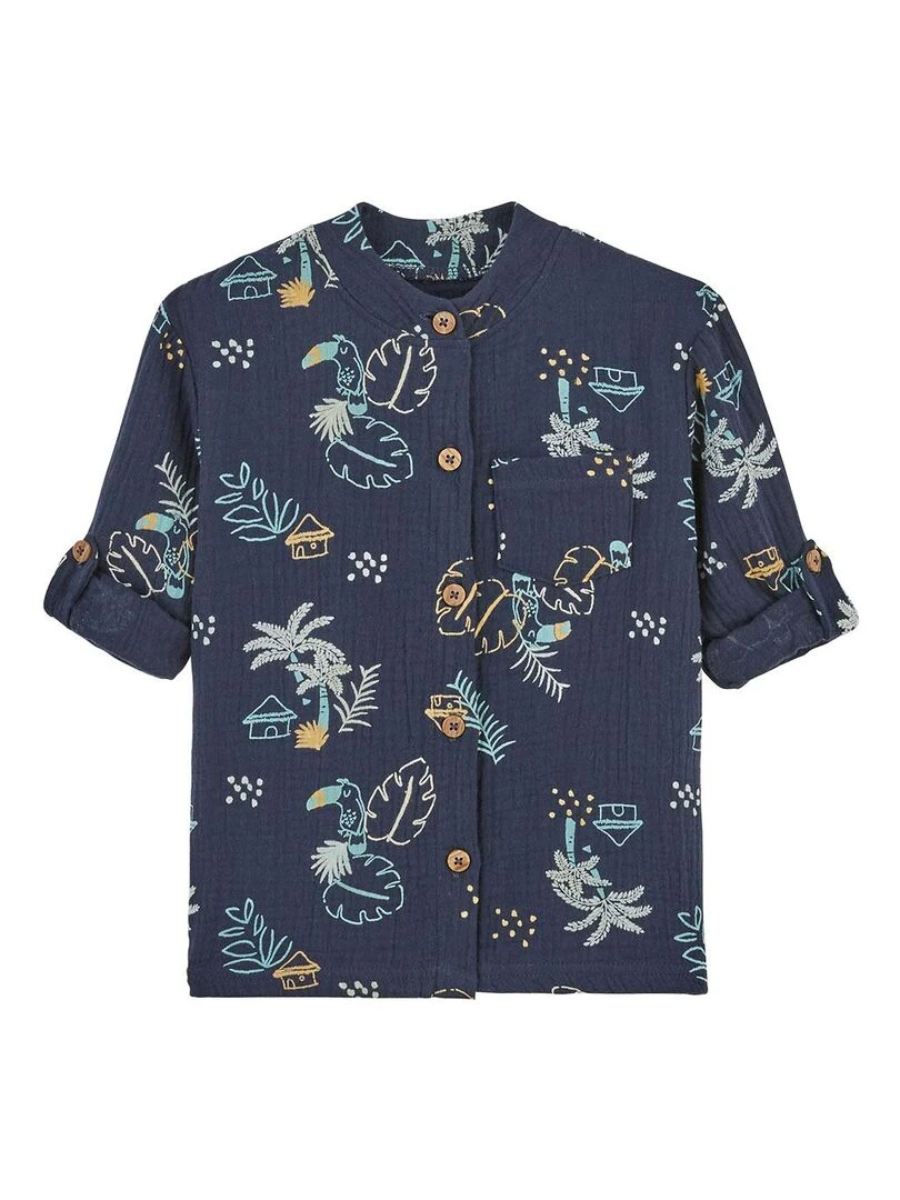 Chemise bébé en gaze de coton Athi   Bleu