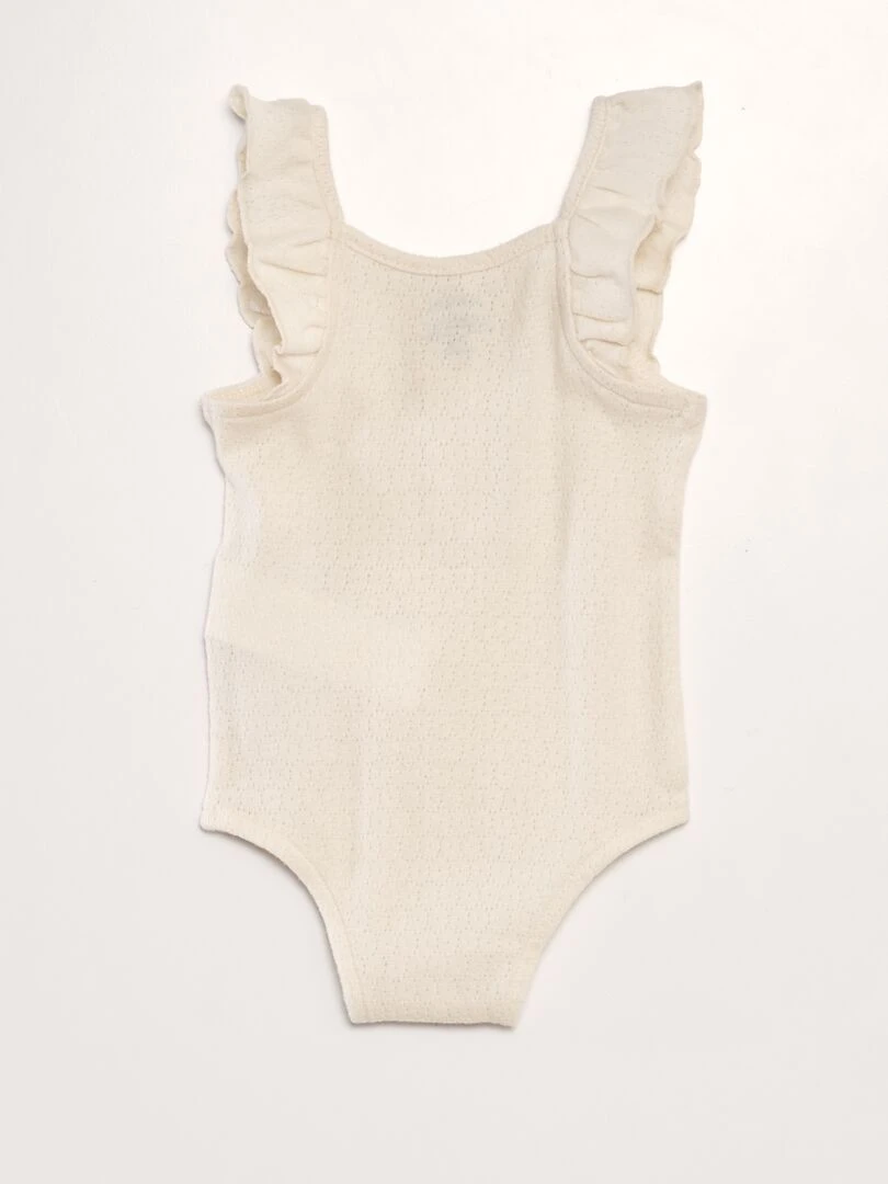 Body à bretelles en maille pointelle Beige