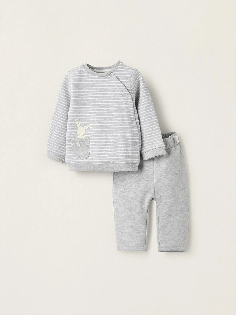Manteau + Pantalon pour Nouveau Né 'Lapin' EARLY BLOOM Gris clair