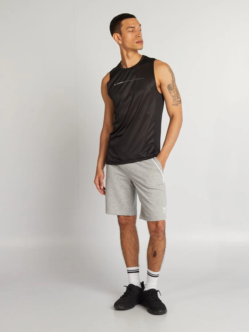 Short en molleton à taille élastiquée Gris