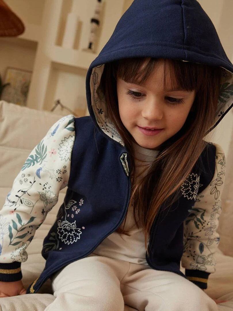 Sweat shirt à capuche enfant en molleton Belle de Nuit   Bleu