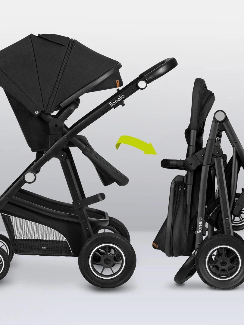 LIONELO Bianka 3 en 1 Poussette Trio Jusqu'à 22Kg Noir Noir
