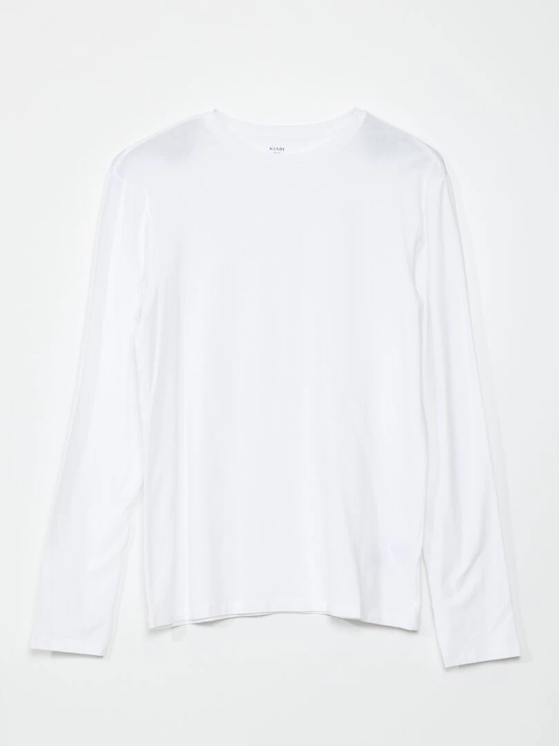 T shirt slim fit à manches longues blanc