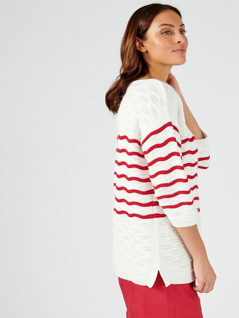 Pull à rayures Damart Rouge