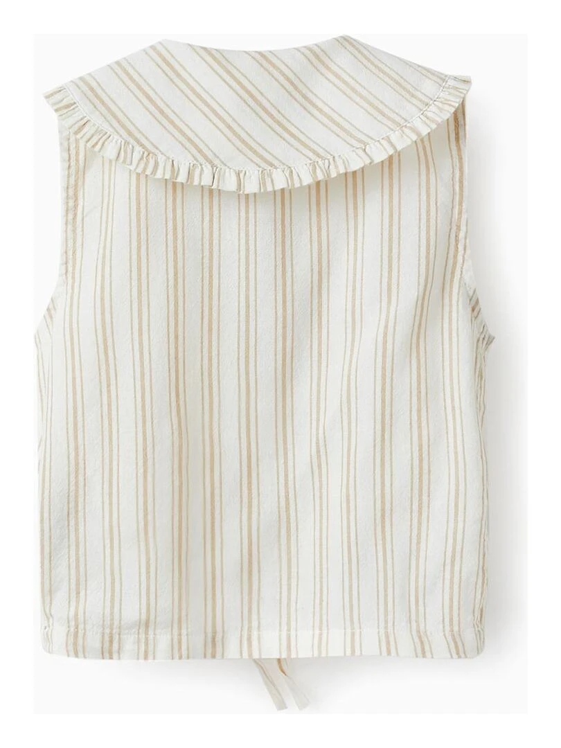 Chemise à Rayures et à Volants pour Fille manches courtes PICASSO Blanc