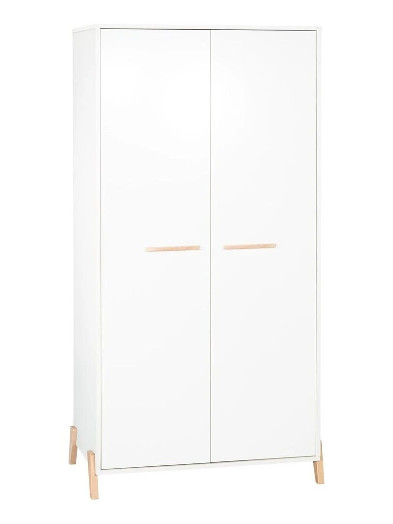 Armoire bébé 2 portes sur pieds en bois blanc BABYPRICE Blanc Marron