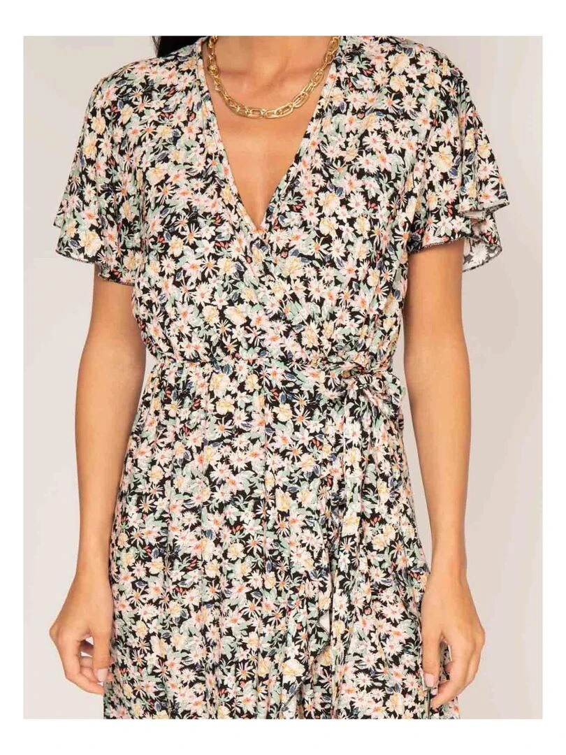 Robe longue portefeuille motifs IDOLE   Vert