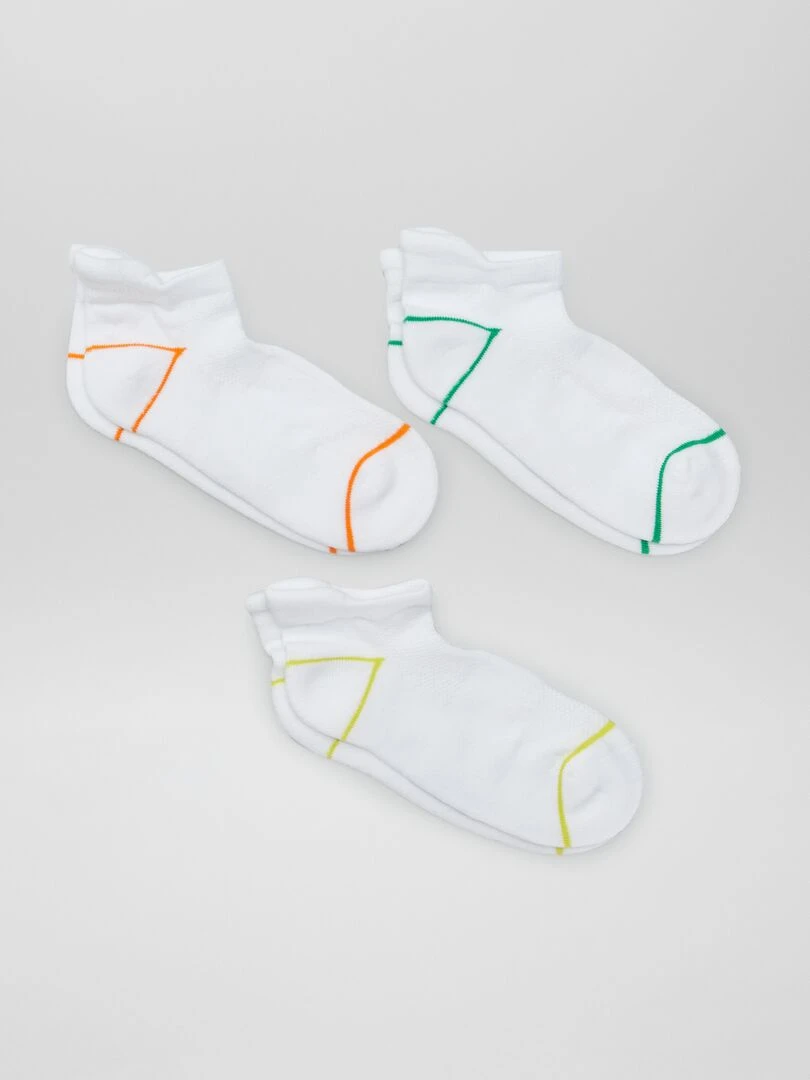 Lot de 3 chaussettes de sport invisibles Blanc