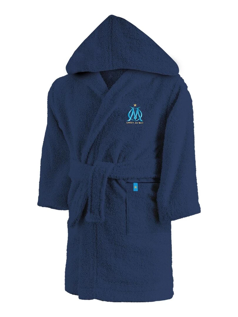 Peignoir enfant brodé 100% coton  OM RUBAN   Bleu marine