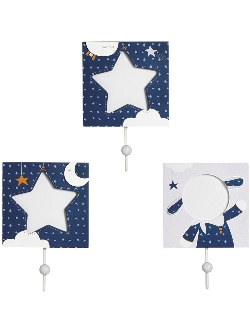 Set 3 patères en bois en bois Bleu   SAUTHON   Bleu