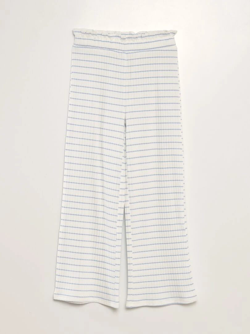 Pantalon large en maille côtelée Bleu