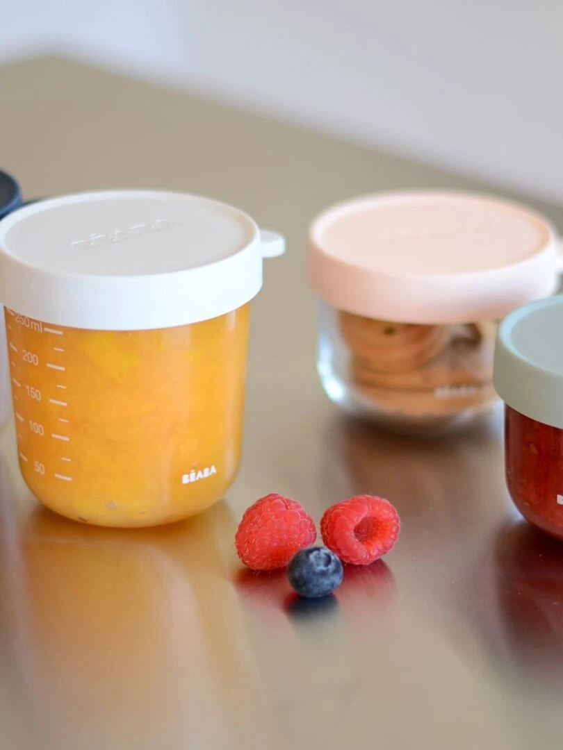 Coffret 4 pots de conservation en verre (150 ml et 250 ml)   Bleu