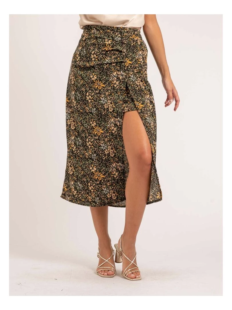 Jupe longue motifs XABEA Kaki