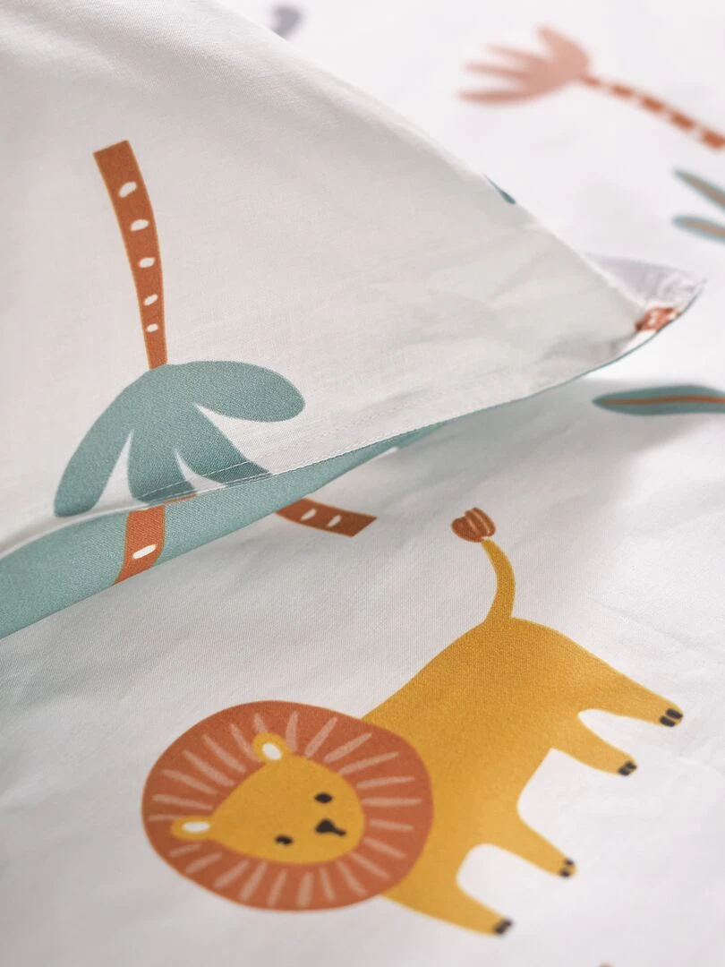 Parure de lit 'animaux' 1 personne Bleu