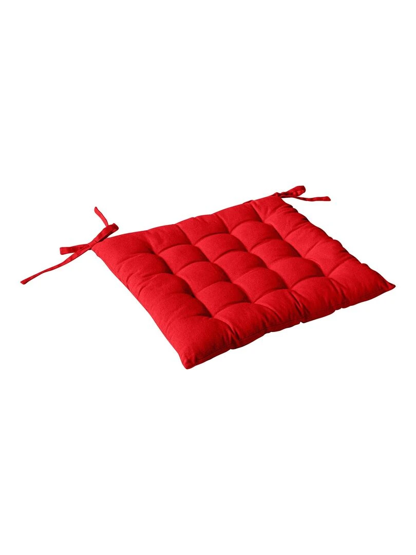 Galette de chaise piquée 16 points en coton et nouettes Rouge