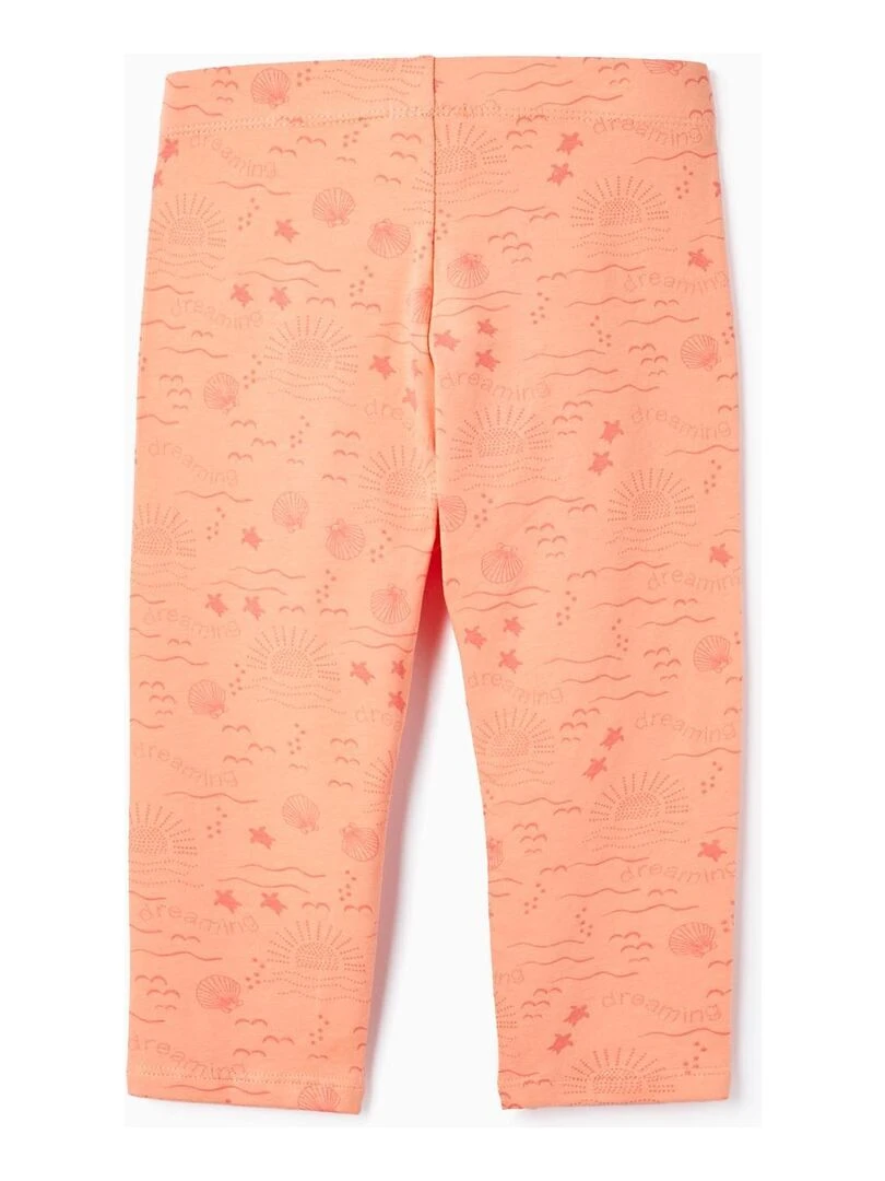 2 Leggings Courts en Coton pour Fille EXPLORING AUSTRALIA Blanc Orange clair
