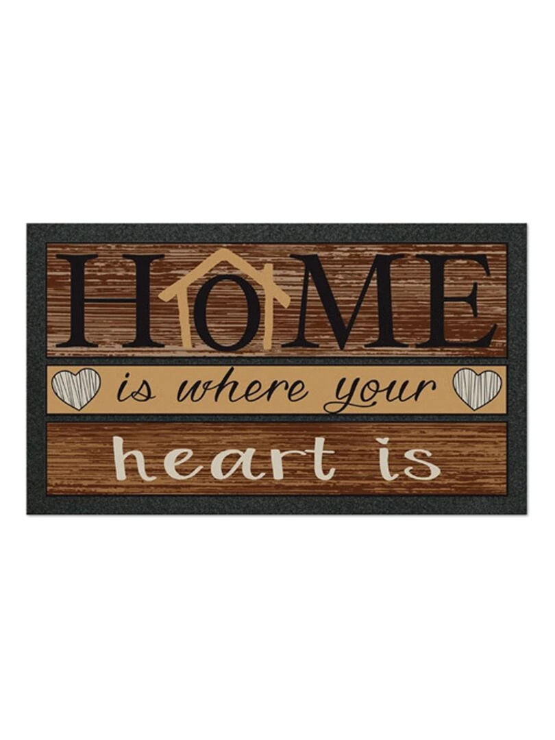 Tapis entree Home is where your heart is Marron