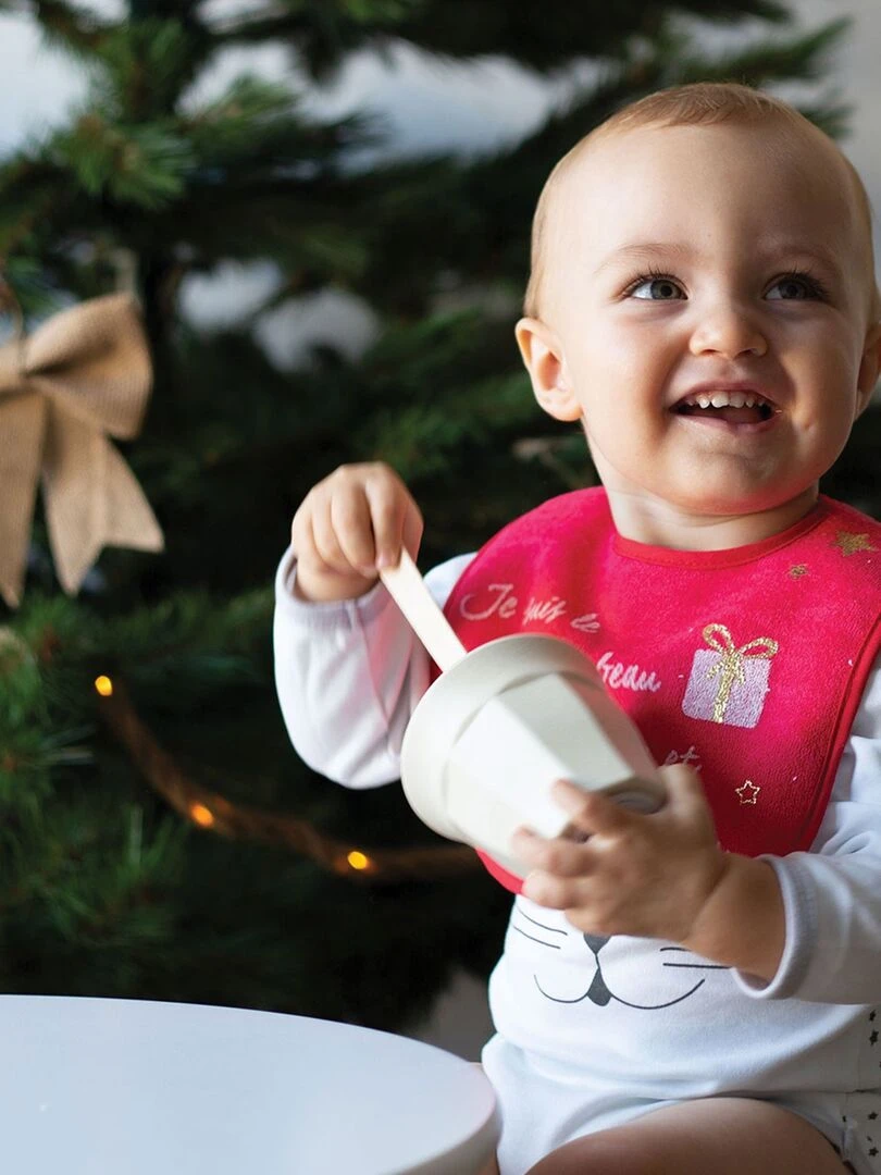 Lot de 2 bavoirs à velcro Noël   Rouge