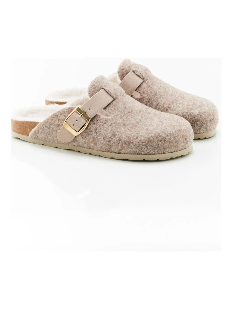 Mules sabots fourrées Thermolactyl Damart Taupe