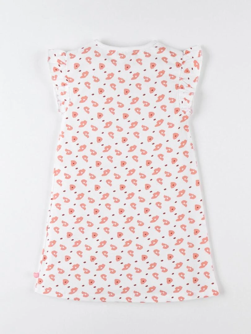 Robe de nuit imprimé léopard en jersey écru/corail Noukie's Rose