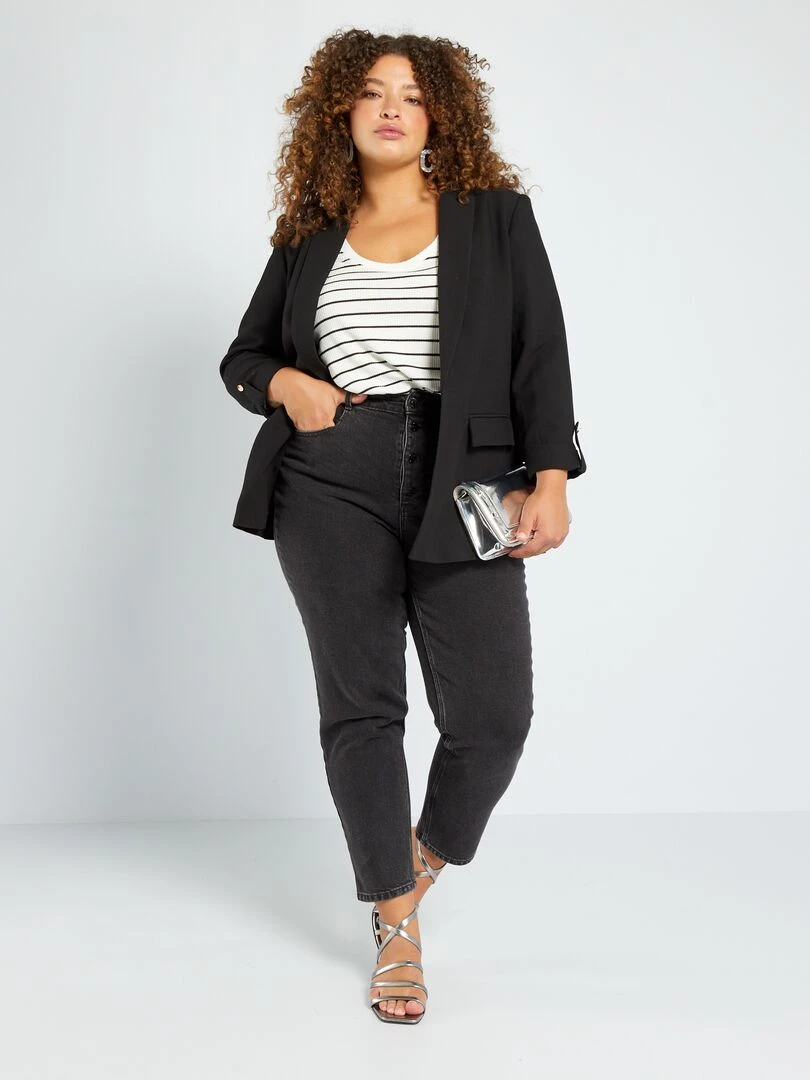 Jean mom taille haute à 5 poches L28 Noir