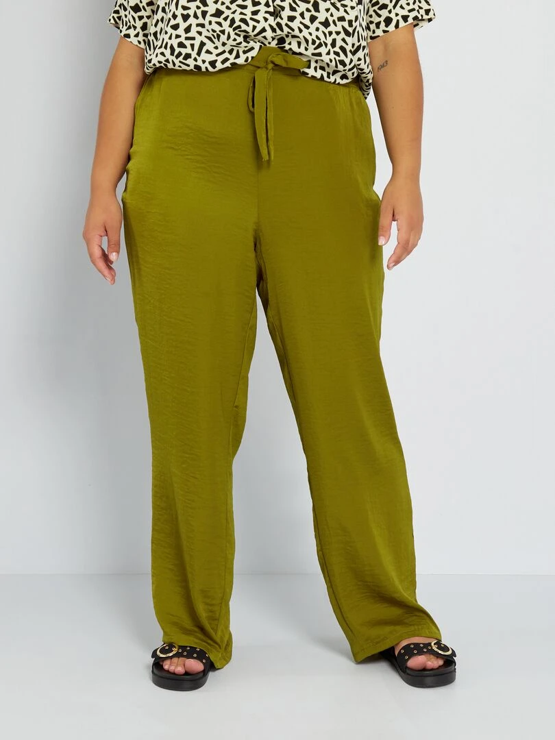 Pantalon large satiné Kaki