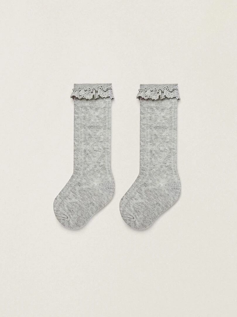 Chaussettes avec Dentelle Bébé Fille ESSENTIALS LINE Gris clair