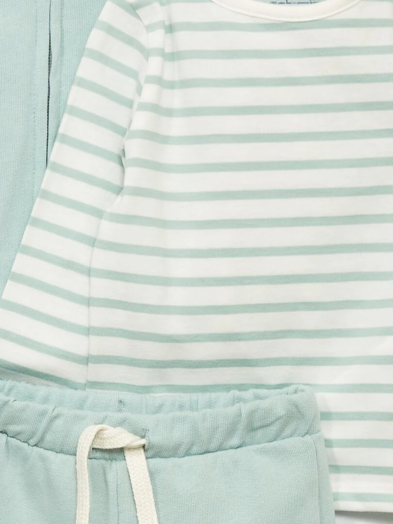 Ensemble t shirt + sweat + jogging   2 pièces   Bleu ciel