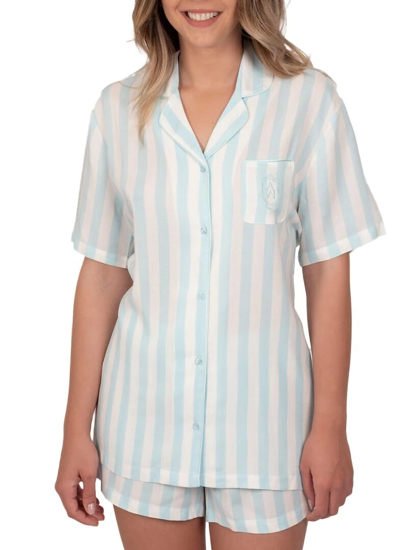 Pyjama chemise short Classic Stripes bleu Bleu