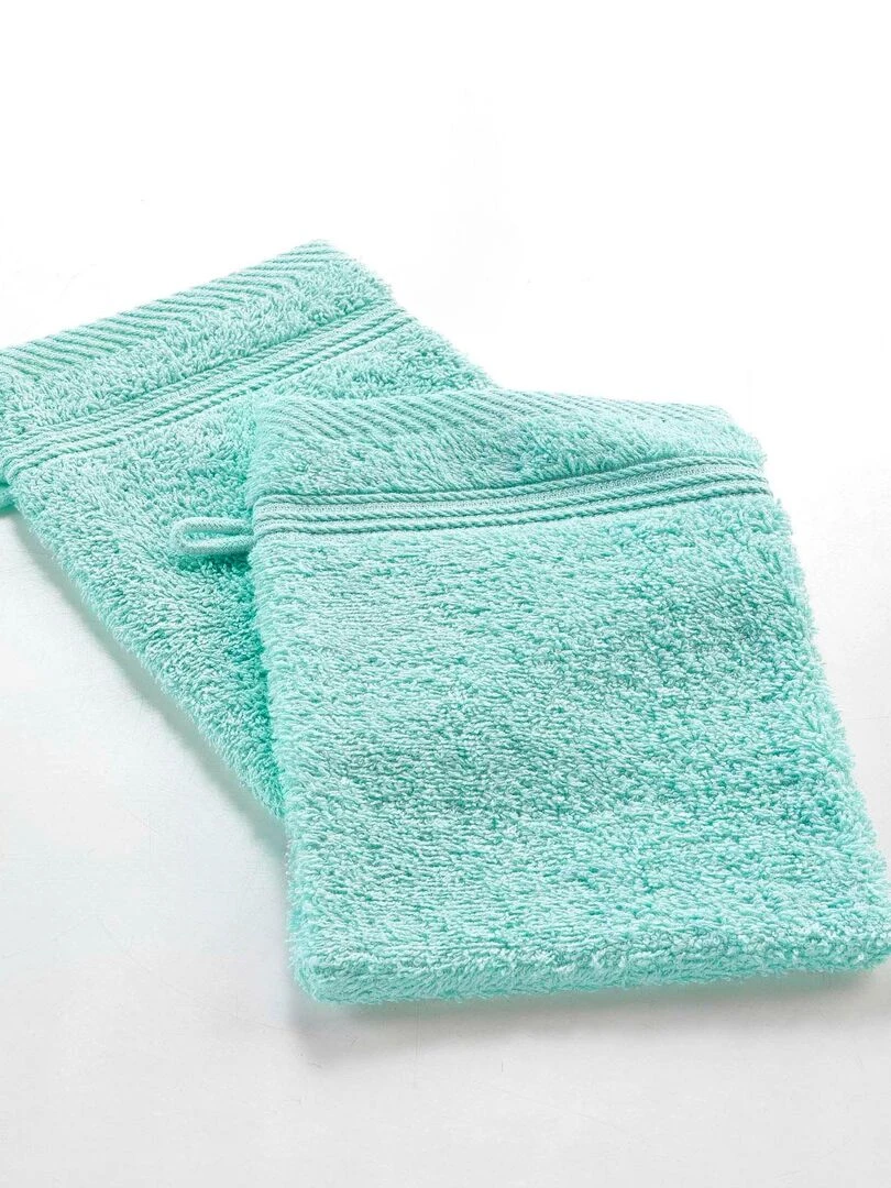 Lot de 2 gants de toilette Tendresse Vert d'eau