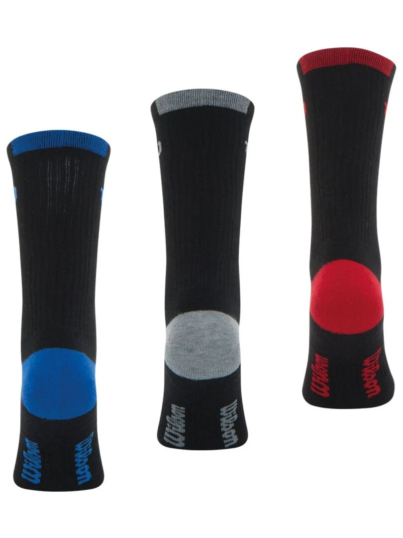 Lot de 3 paires de chaussettes Crew Homme Wilson   Noir