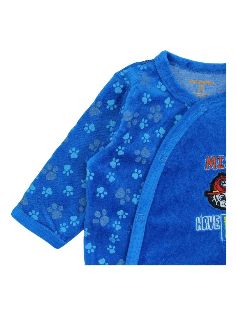 La Pat' Patrouille   Grenouillere bébé garçon imprimé La Pat' Patrouille en coton   Bleu