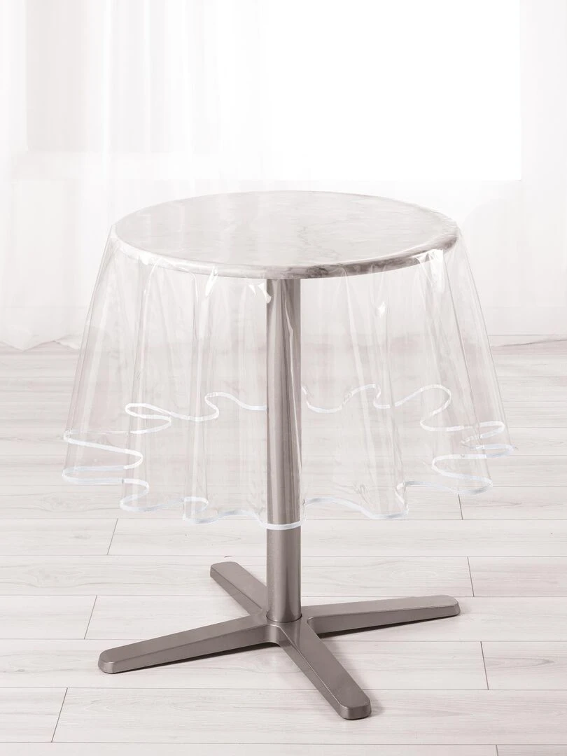 Nappe Cristal ronde transparente PVC Collection Garden Gris taupe