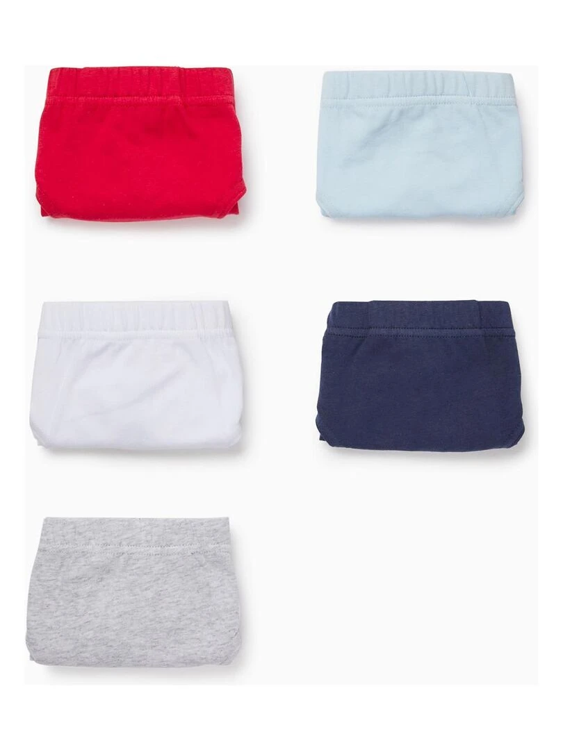 Lot 5 Slips Unis en Coton Garçon ESSENTIALS LINE Multicolore