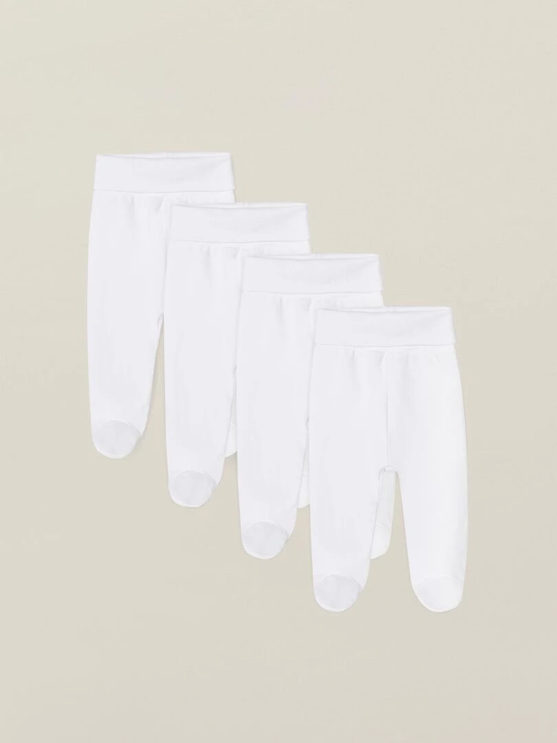 Lot de 4 Pantalons à Pieds Bébé 'Extra Comfy' ESSENTIALS LINE Blanc