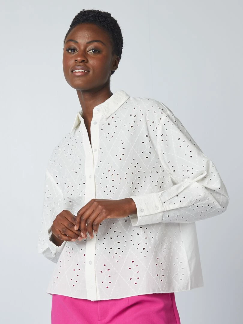 Chemise à broderies anglaises   Blanc