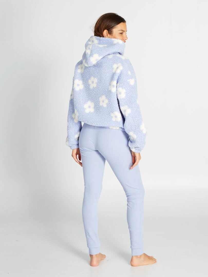 Ensemble pyjama pull à capuche + pantalon   2 pièces   Bleu