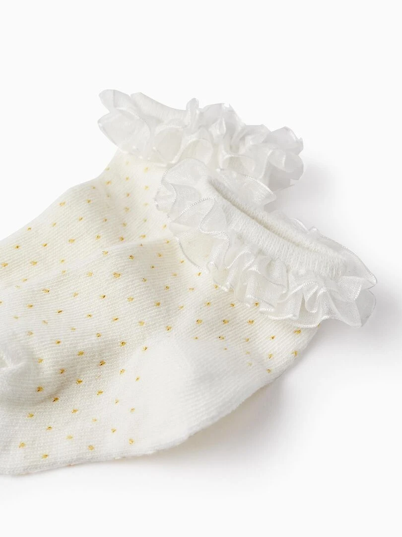 Chaussettes à Volants pour Bébé Fille CÉRÉMONIE Blanc