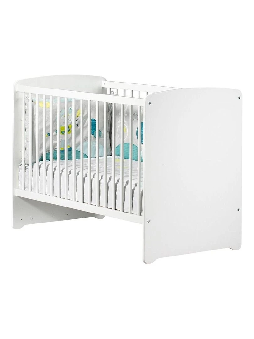 Chambre complète bébé avec lit 120x60cm commode à langer et armoire 2 portes BABYPRICE Blanc
