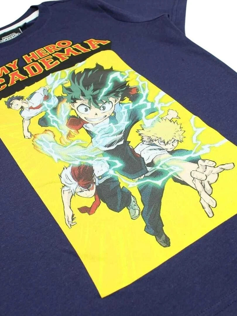 Disney   T shirt garçon imprimé My Hero Academia en coton   Bleu