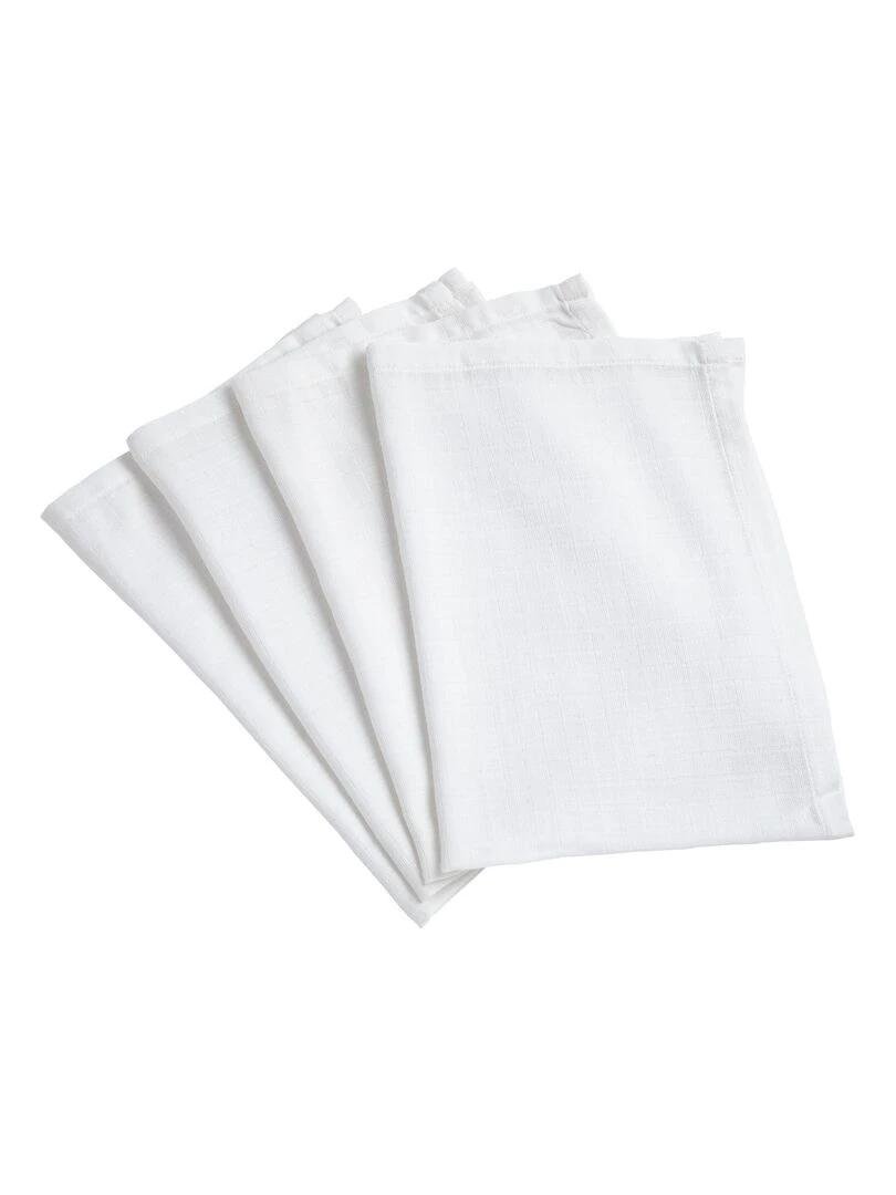 Lot de 4 langes Bio 50x70 cm Blanc Blanc