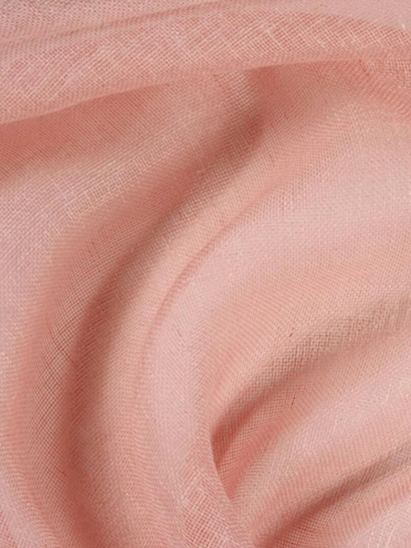 Paire de vitrages unis et tamisants en poly/lin Rose clair